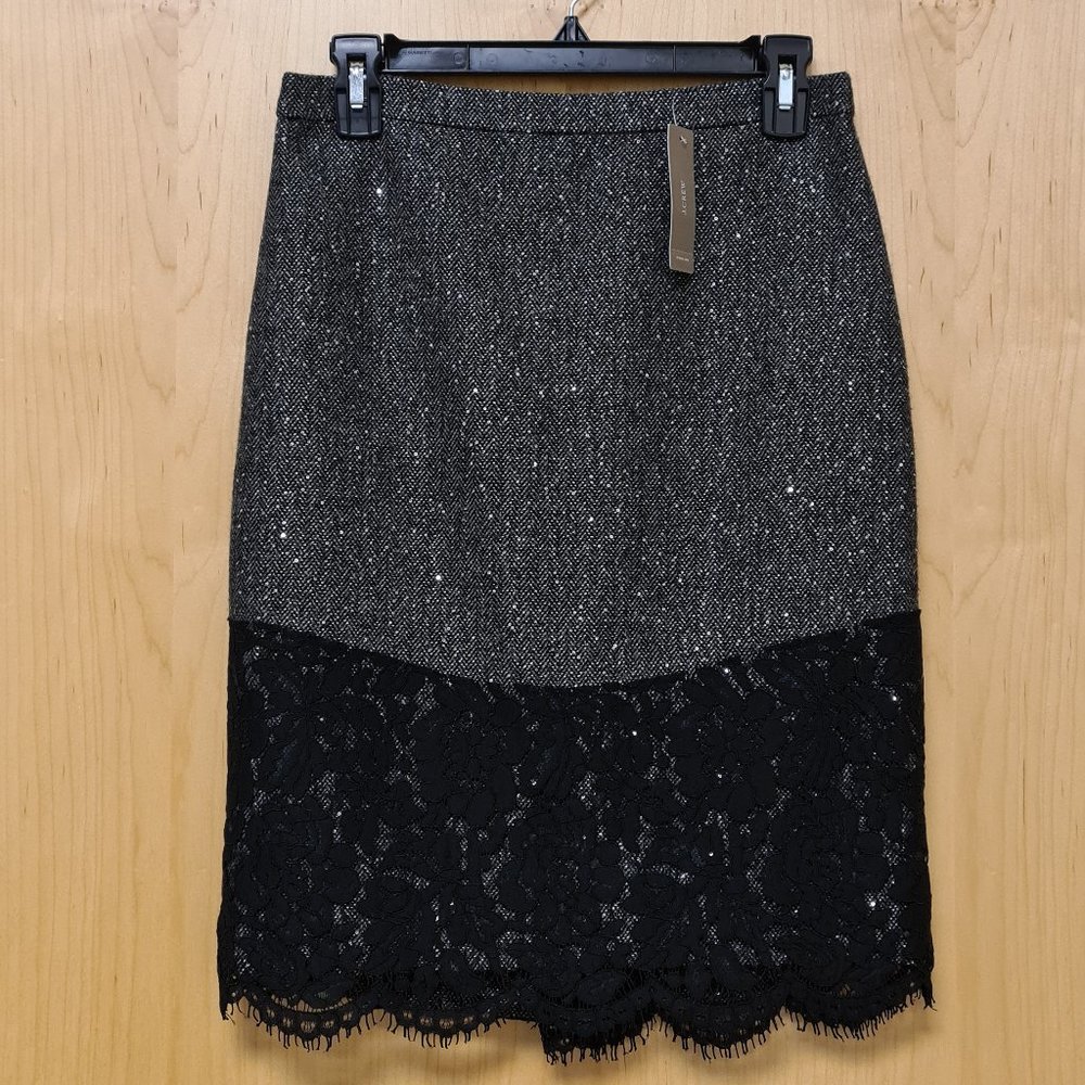 J. Crew NWT Tweed Lace Trim Skirt 6P